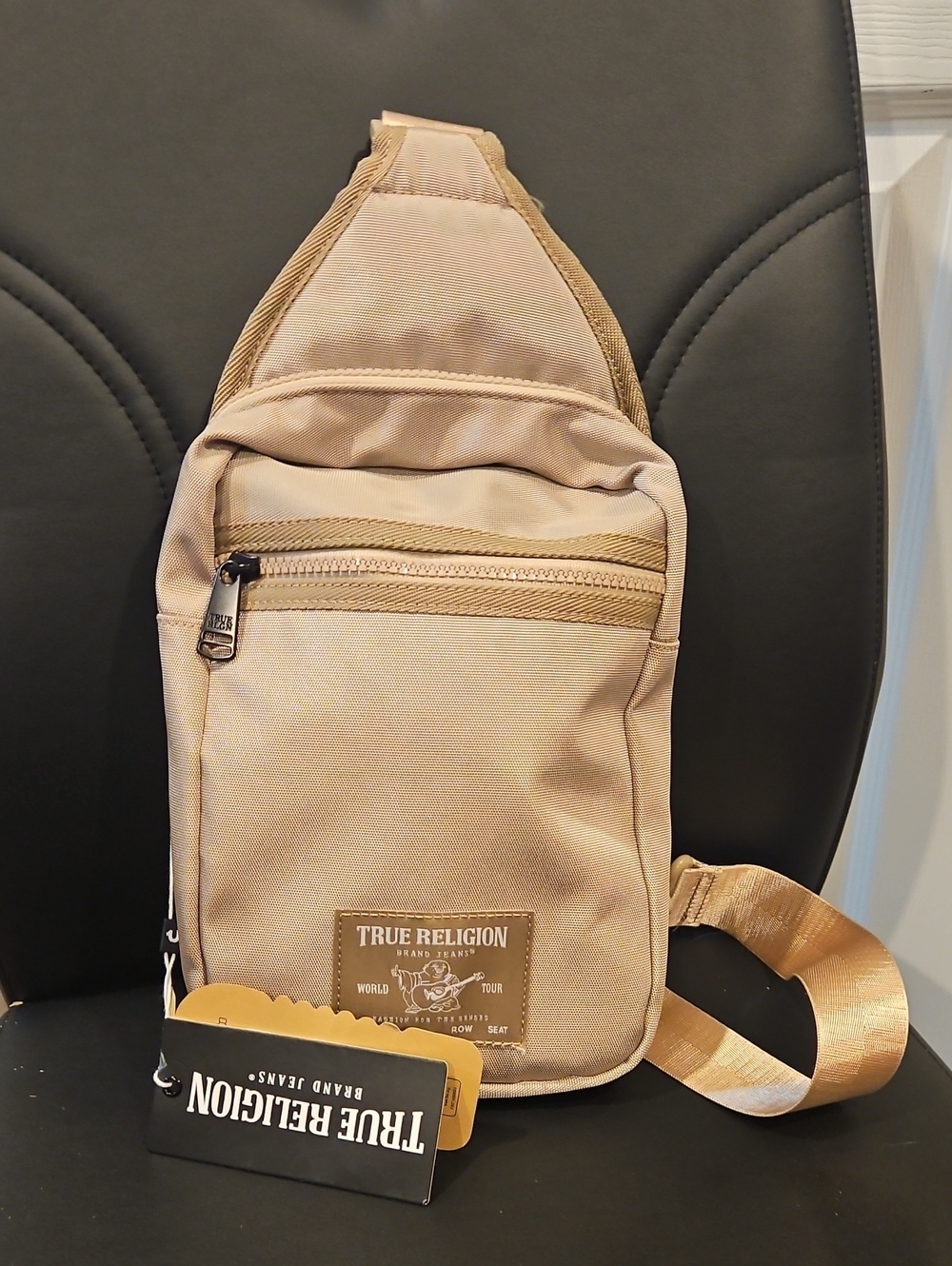 True Religion Beige/Tan Crossbody Sling Bag
